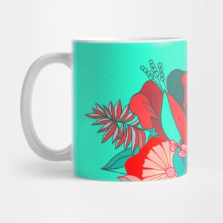 Flower tropical illustration on red and pink cute Mug